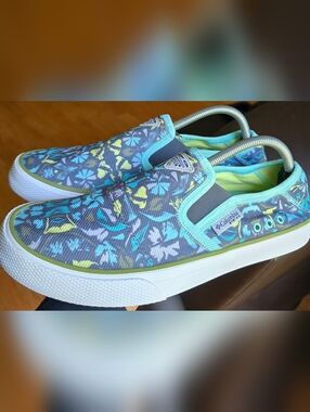 Sz 11 Women's COLUMBIA SLACK WATER PFG Slip-on Boat Shoes Gulf Stream/Cool Moss